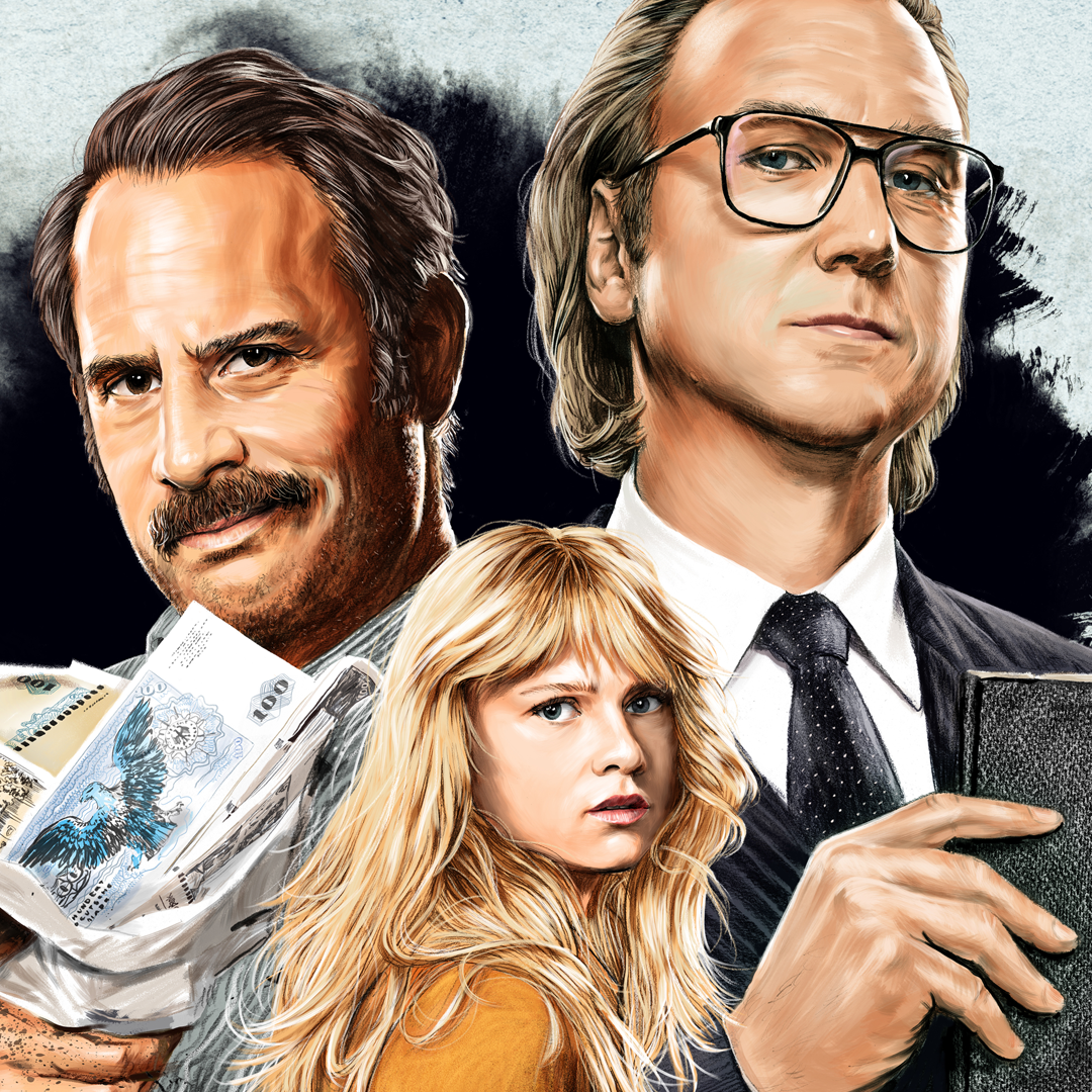 Illustration "Faking Hitler" mit Moritz Bleibtreu, Lars Eidinger von den Illustratoren von Kinky Illustrators